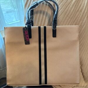 Glitz Glam Beige & Black Tote/handbag. Brand new w/tags. Crossbody strap inside.